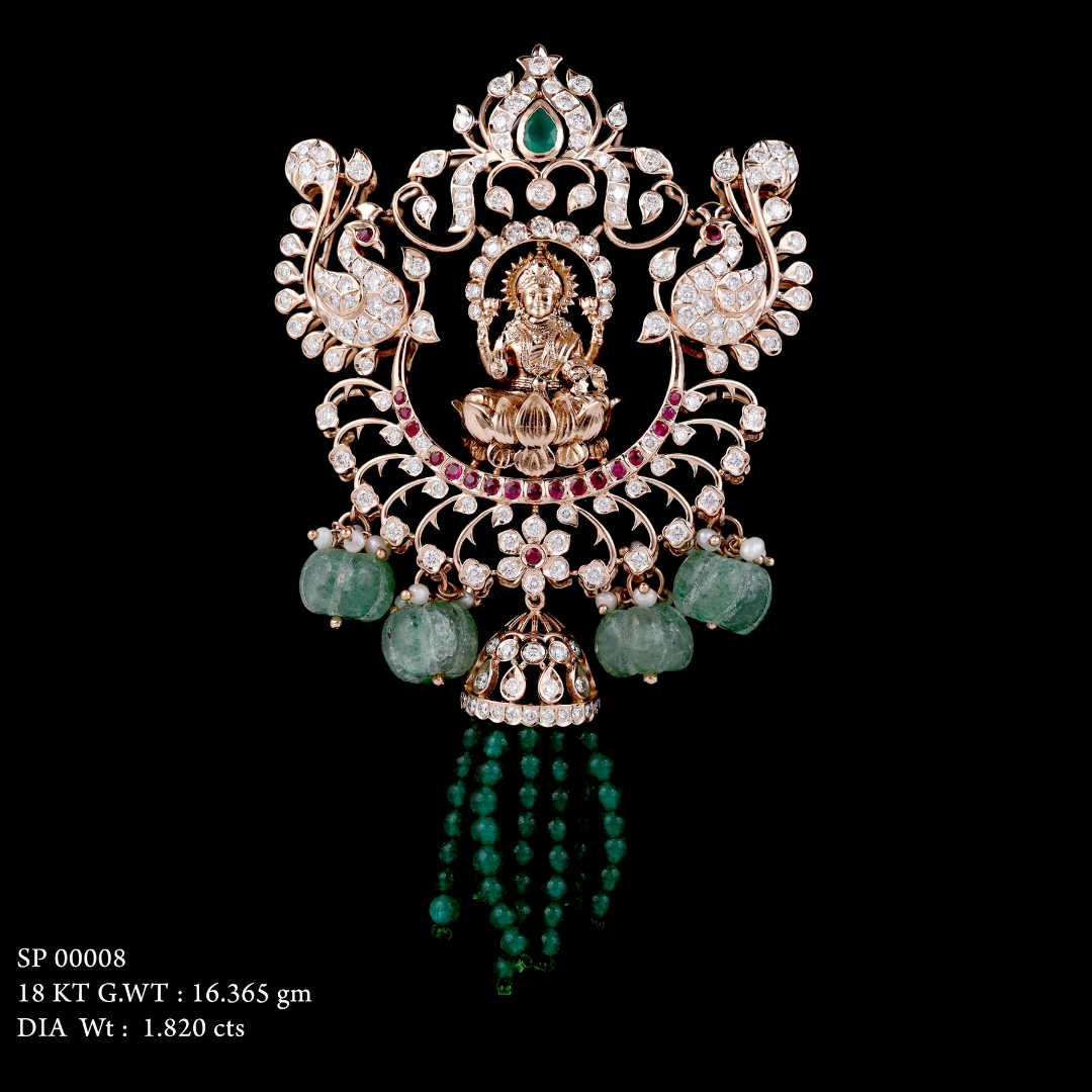 Kimtee Jewellers - God Laxmi Emerald Pendant
